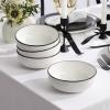 imageOneida 896602 24 Seven Black Rim 12Piece Dinnerware SetWhite with Black Rim