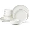 imageOneida 896602 24 Seven Black Rim 12Piece Dinnerware SetWhite with Black Rim