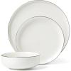 imageOneida 896602 24 Seven Black Rim 12Piece Dinnerware SetWhite with Black Rim