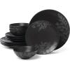 imageOneida 897393 Roseto 12Piece Dinnerware Set French BlueCharcoal