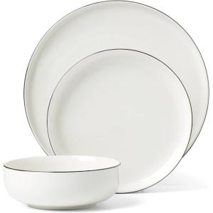 imageOneida 896602 24 Seven Black Rim 12Piece Dinnerware SetWhite with Black Rim