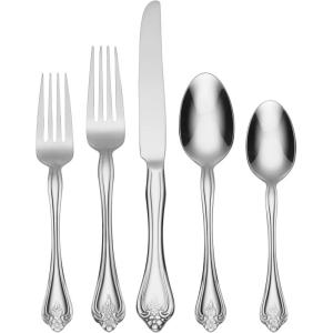 imageOneida Boutonniere 45 Piece Everday Flatware Service for 8 180 Stainless Steel Silverware Set Dishwasher Safe Multi20 Piece