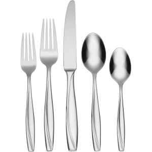 imageOneida Camlynn Everyday Flatware Dinner Forks 180 Stainless Steel Set of 4 Silver45Piece Flatware Set