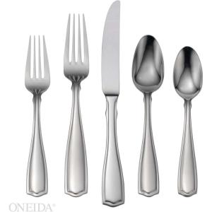 imageOneida Camlynn Everyday Flatware Dinner Forks 180 Stainless Steel Set of 4 Silver65Piece Flatware Set