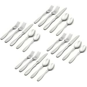 imageOneida Figura 20 Piece Everyday Flatware Set Service for 4 180 Stainless Steel Silverware Set B282020AL20Service for 4