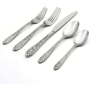 imageOneida Ivy Flourish 20 Piece Fine Flatware Set Service for 4 1810 Stainless Steel Silverware Set