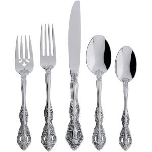 imageOneida Michelangelo Fine Flatware Teaspoons Set of 4  1810 Stainless Steel Silverware Set Dishwasher Safe20Piece Flatware Set