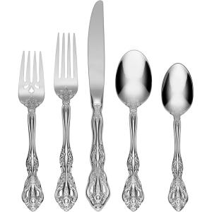 imageOneida Michelangelo Fine Flatware Teaspoons Set of 4  1810 Stainless Steel Silverware Set Dishwasher Safe5Piece Flatware Set