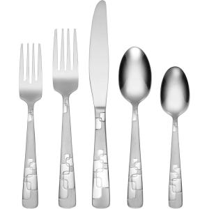 imageOneida Quadratic 20 Piece Everyday Flatware Set Service for 4 180 Stainless Steel Silverware Set36 x 63 x 103 inches