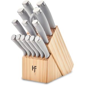 imageHampton Forge EpicurePistachio17Piece BlockSet 17Piece Pistachio15Piece Knife Block Set  Cool Grey