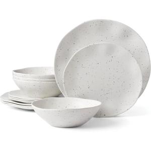 imageOneida 895951 Terrazzo Melamine Cream 12 Piece Dinnerware Set Lightweight Melamine MaterialCream