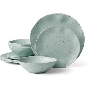 imageOneida 895951 Terrazzo Melamine Cream 12 Piece Dinnerware Set Lightweight Melamine MaterialMint