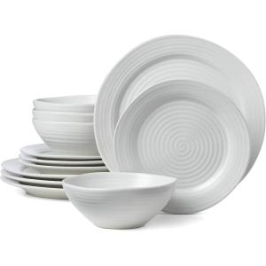 imageOneida White Ridge Piece Dinnerware Set 12 Count First Apartment Back To CollegeWhite