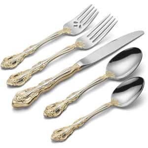 imageOneida F100005A Golden Michelangelo 5 Piece Fine Flatware Set Service For 120Piece Flatware Set