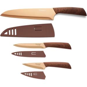 imageHampton Forge Raintree Copper 13 Piece Block Set BrownWood3Piece Cutlery Set Clamshell Packaging