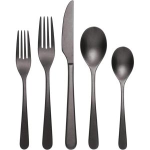 imageOneida 894805 Kenbrook Black Tumbled 20 Piece Everyday Flatware Set Service For 4Black
