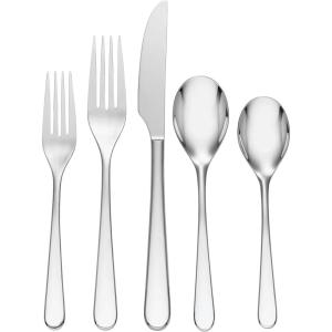 imageOneida 894805 Kenbrook Black Tumbled 20 Piece Everyday Flatware Set Service For 4Stainless Steel