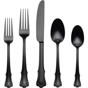 imageOneida 896766 James Street Mirror 20 Piece Flatware SetBlack Satin