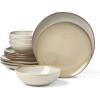 imageOneida 897205 Organic Shades 12Piece Dinnerware Set Sage GreenOatmeal