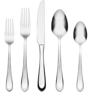 imageHampton Forge 895325 Alesey Mirror Everyday Dinner Forks Set Of 620Piece Flatware Set  Satin Finish