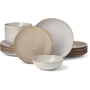 imageOneida 899206 Organic Shades Blue 18Piece Dinnerware Set Service For 6Oatmeal