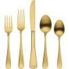 image:imageOneida 899220 Flight Gold Satin 20Piece Flatware Set Service For 420Piece Flatware Set  Gold