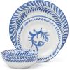 image:imageOneida Dinnerware Set Solear Blue 12Piece Set Service For 4 Stoneware Material Dishwasher And Microwave Safe Home And Kitchen Kitchen And Dining Dinner Plates And Bowls Sets Blue 12 Pieces