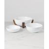 image:imageOneida Serveware 24 Seven 3Piece Nesting Bowl Set With Wood Stand Porcelain Material Wooden Stand Home And Kitchen Dishwasher And Microwave Safe Serving Bowls Salad Bowl White 4 Pieces