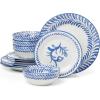 image:imageOneida Dinnerware Set Solear Blue 12Piece Set Service For 4 Stoneware Material Dishwasher And Microwave Safe Home And Kitchen Kitchen And Dining Dinner Plates And Bowls Sets Blue 12 Pieces