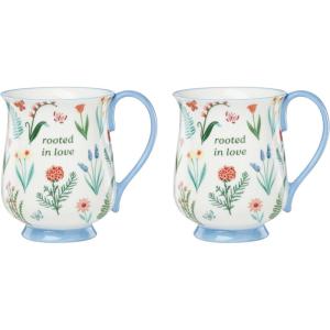 image:imageOneida Coffee Mug Set First Blooms Blue Mugs 2 Pieces Service For 2 Porcelain Material 12 Ounce Capacity Microwave And Dishwasher Safe Ceramic Mugs Coffee Cups Tea Cup Blue 2 Pieces