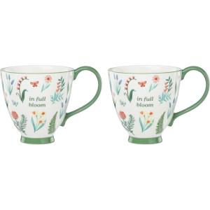 image:imageOneida Coffee Mug Set First Blooms Green Mugs 2 Pieces Service For 2 Porcelain Material 12 Ounce Capacity Microwave And Dishwasher Safe Ceramic Mugs Coffee Cups Tea Cup Green 2 Pieces