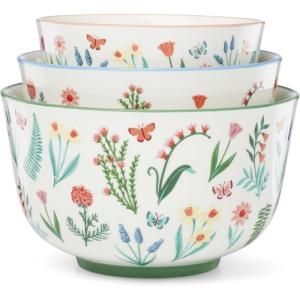 image:imageOneida Serveware First Blooms Nesting Bowls Set Of 3 Porcelain Material Dishwasher amp Microwave Safe 19oz 30oz amp 46oz Serving Bowls Pasta Bowl Floral Design MultiColored 3 Pieces