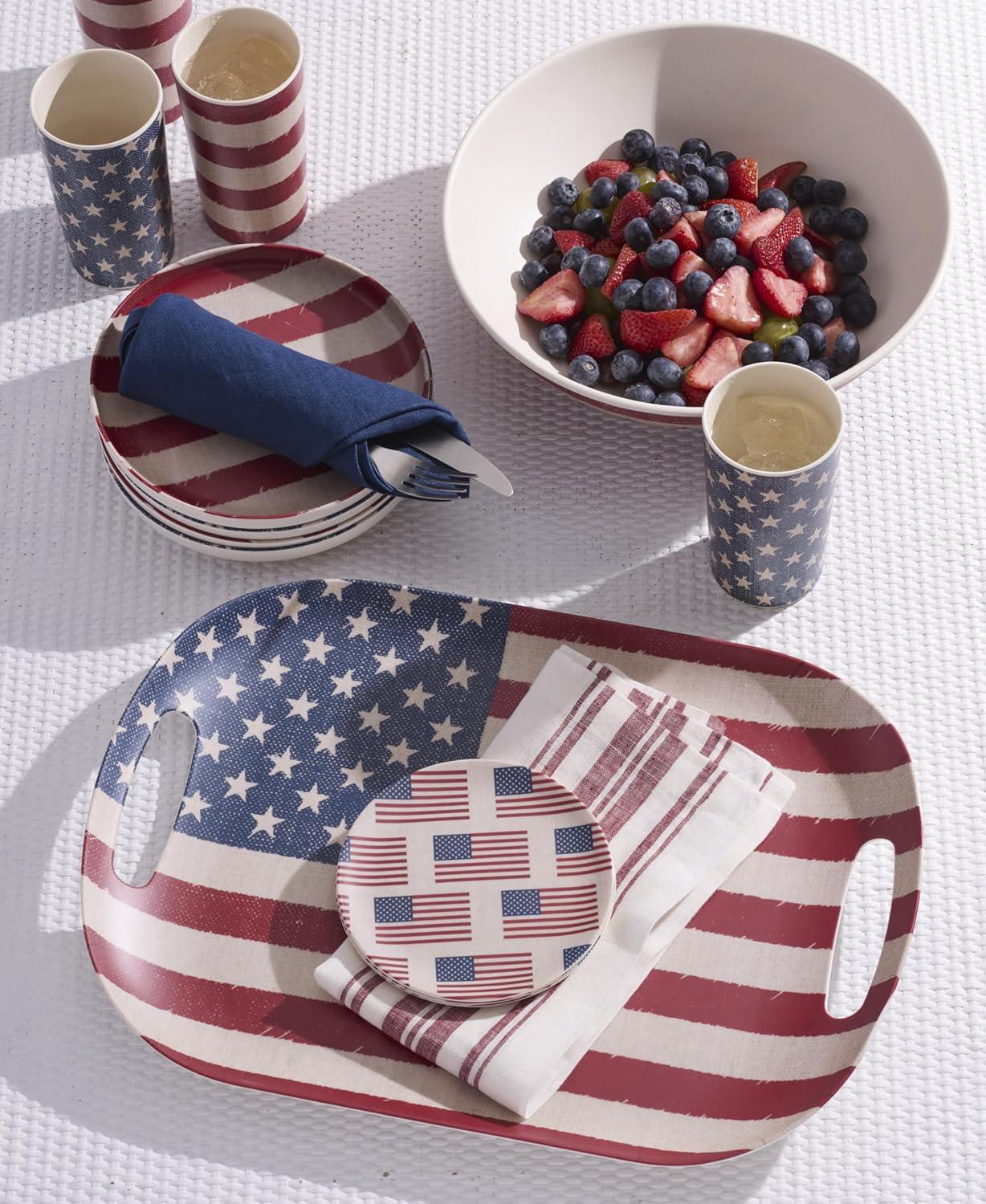 image:imageOneida Home and Kitchen Vintage Americana Handled Serving Tray Melamine Material Serving Tray Dishwasher and Microwave Safe Table Decor Wild Flower Design Home Red 1 Piece 18x13Inches
