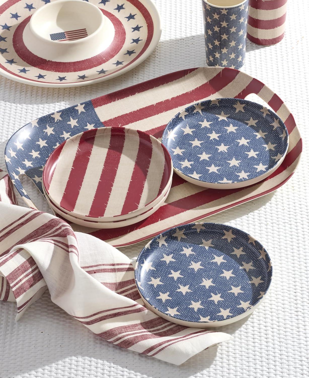 image:imageOneida Home and Kitchen Vintage Americana Handled Serving Tray Melamine Material Serving Tray Dishwasher and Microwave Safe Table Decor Wild Flower Design Home Red 1 Piece 18x13Inches