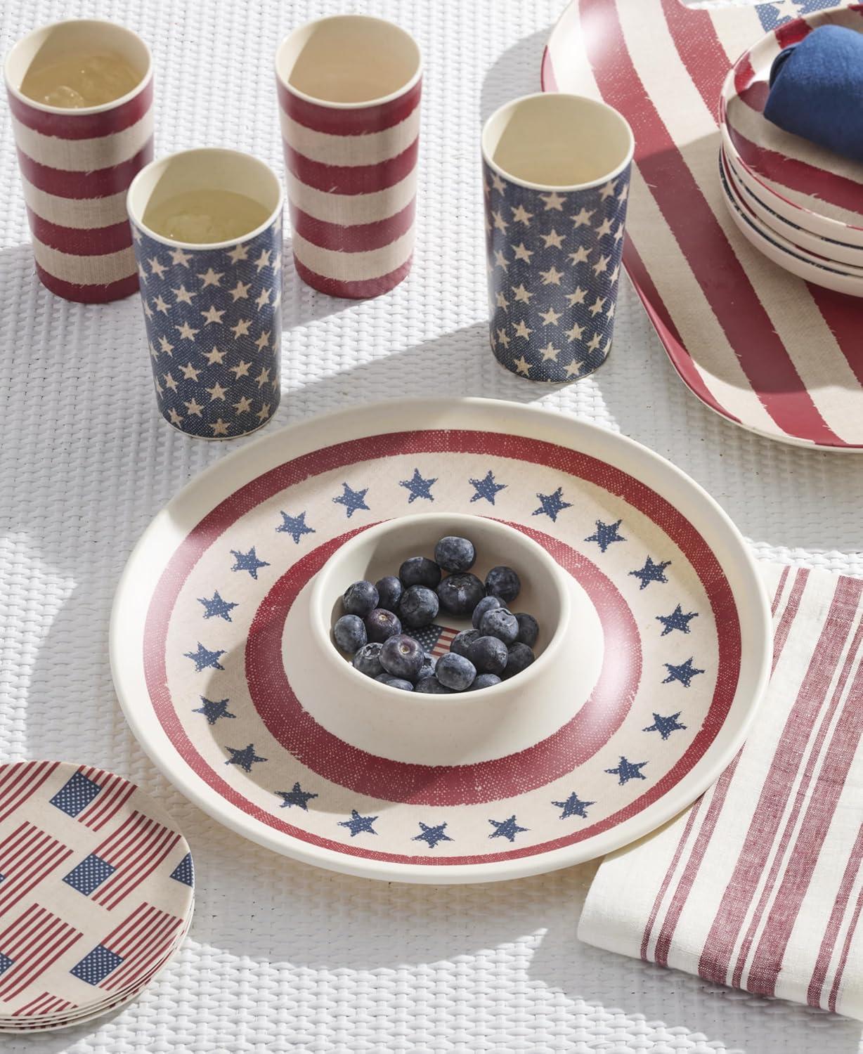 image:imageOneida Kitchen And Dining Vintage Americana Chip n Dip Tray Melamine Material Serving Tray Dishwasher Safe Snacks Fruit Serving Home Decor Home and Kitchen White 1 Piece 1275 Diameter