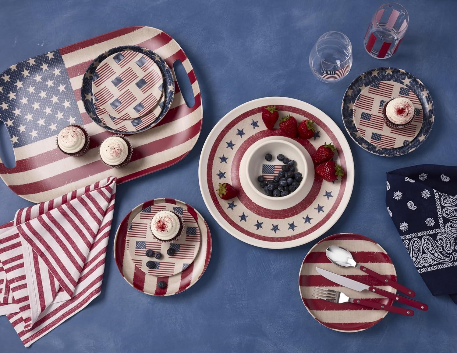 image:imageOneida Kitchen And Dining Vintage Americana Chip n Dip Tray Melamine Material Serving Tray Dishwasher Safe Snacks Fruit Serving Home Decor Home and Kitchen White 1 Piece 1275 Diameter