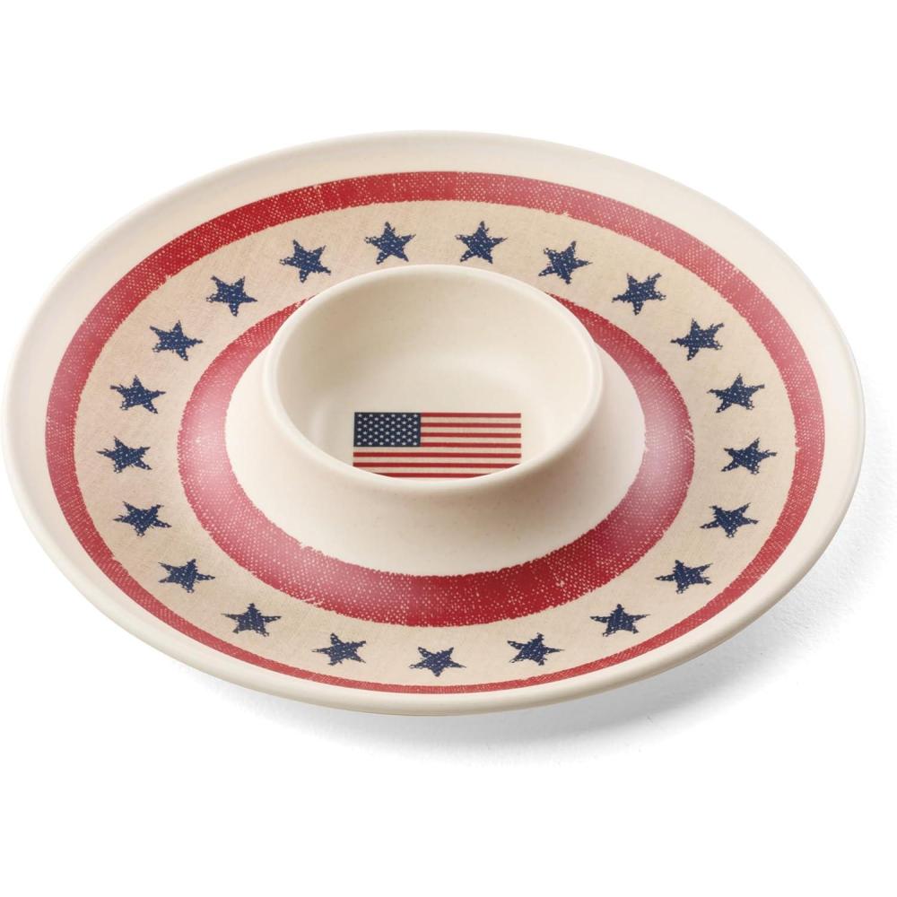 image:imageOneida Kitchen And Dining Vintage Americana Chip n Dip Tray Melamine Material Serving Tray Dishwasher Safe Snacks Fruit Serving Home Decor Home and Kitchen White 1 Piece 1275 Diameter