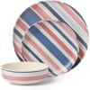image:imageOneida Dinnerware Sets 24 Seven Melamine Stripe 12Piece Dinnerware Set Set for 4 Service For 4 Melamine Material Dishwasher Safe Plates And Bowls Dinner Dishes Kitchen Stripe 12 Piece