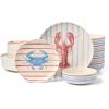 image:imageOneida Dinnerware Sets 24 Seven Melamine Wharfside 12Piece Dinnerware Set Service For 4 Melamine Material Dishwasher Safe Plates And Bowls Dinner Dishes Kitchen And DiningAssorted 12 PieceWharfside