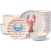 image:imageOneida Dinnerware Sets 24 Seven Melamine Wharfside 12Piece Dinnerware Set Service For 4 Melamine Material Dishwasher Safe Plates And Bowls Dinner Dishes Kitchen And DiningAssorted 12 PieceSeaside