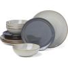 image:imageOneida Dinnerware Sets Organic Shades Gray 12Piece Dinnerware Set Set for 4 Service For 4 Stoneware Material Dishwasher and Microwave Safe Plates And Bowls Dinner Dishes Home Gray 12 Piece
