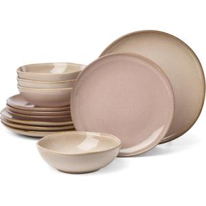 image:imageOneida 897199 Organic Shades 12Piece Dinnerware Set Slate BlueClay Color Tone May Vary