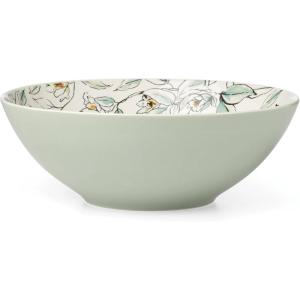 image:imageOneida Dinnerware Set Botanica Serving Bowl Service For 1 Dishwasher and Microwave Safe Porcelain Material Salad Bowl Pasta Bowls Home Kitchen and Dining Green 1 Piece 64 Ounce Capacity