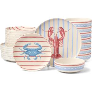 image:imageOneida Dinnerware Sets 24 Seven Melamine Wharfside 12Piece Dinnerware Set Service For 4 Melamine Material Dishwasher Safe Plates And Bowls Dinner Dishes Kitchen And DiningAssorted 12 PieceSeaside