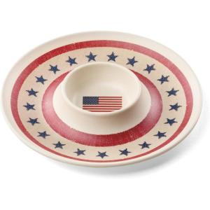 image:imageOneida Kitchen And Dining Vintage Americana Chip n Dip Tray Melamine Material Serving Tray Dishwasher Safe Snacks Fruit Serving Home Decor Home and Kitchen White 1 Piece 1275 Diameter