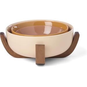 image:imageOneida Serveware 24 Seven Colors Nesting Bowls With Wood Stand Sunbaked Porcelain Material Wooden Stand Dishwasher Safe Serving Bowl Salad Bowl Pasta Bowls Kitchen amp DiningSunbaked 4 Pieces