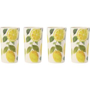 image:imageOneida Drinkware 24 Seven Melamine Lemon Tumblers Set of 4 Lemons Pattern 16Fl Oz Dishwasher Safe Melamine Plastic Cups Drinking Glasses Bridal Shower Gifts Tumbler Cup Set Yellow 4 Piece