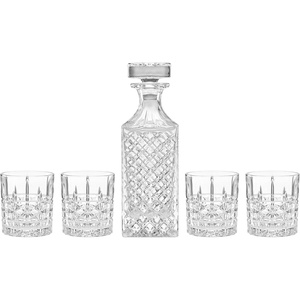 image:imageOneida Drinkware Apollo 5Piece Whiskey Decanter amp Glass Set Set of 4 Glass Material Bar Accessories Glassware Cocktail Drinking Glasses Whiskey Home Clear 5 Pieces 105 Oz And 25 Oz
