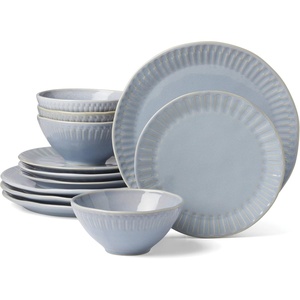 image:imageOneida 896820 Artisanal Stripe Blue 12 Piece Dinnerware Set Service For 4